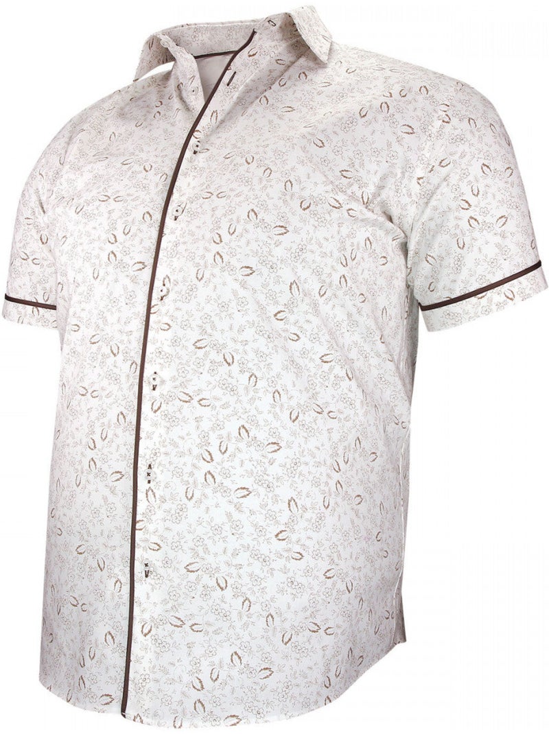 Chemise homme grande taille à tissu imprimé coupe droite GIVELI Doublissimo Blanc - Kiabi