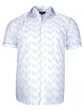 Chemise homme grande taille à tissu imprimé coupe droite PALMA Doublissimo Blanc , 53,54 6XL
