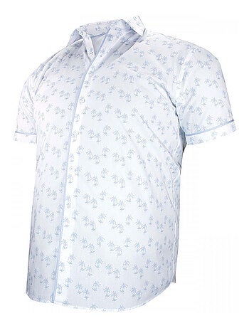 Chemise homme grande taille à tissu imprimé coupe droite PALMA Doublissimo Blanc , 53,54 6XL