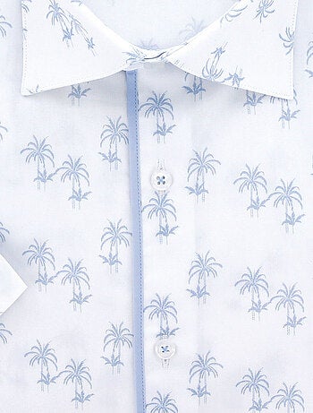 Chemise homme grande taille à tissu imprimé coupe droite PALMA Doublissimo Blanc , 53,54 6XL