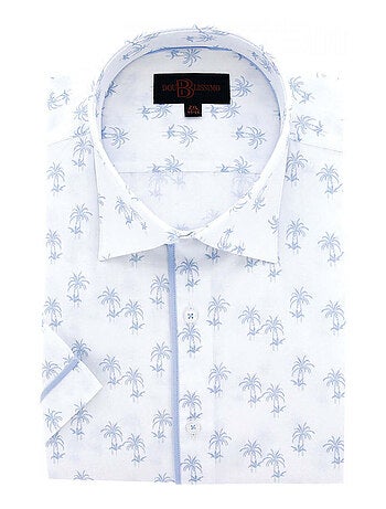 Chemise homme grande taille à tissu imprimé coupe droite PALMA Doublissimo Blanc , 53,54 6XL