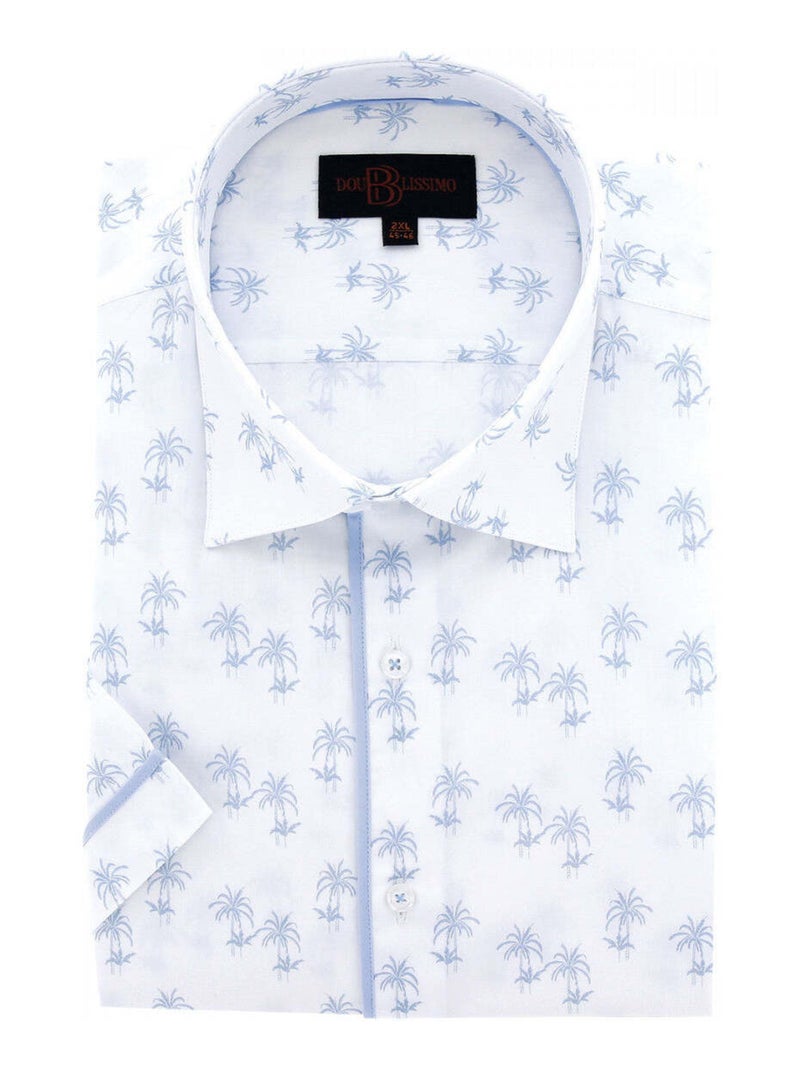 Chemise homme grande taille à tissu imprimé coupe droite PALMA Doublissimo Blanc - Kiabi