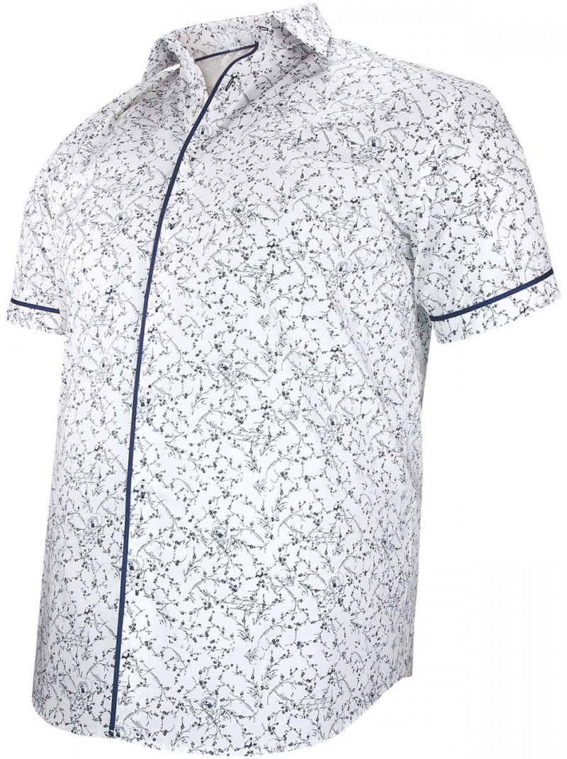 Chemise homme grande taille à tissu imprimé coupe droite VEGELI Doublissimo Blanc - Kiabi