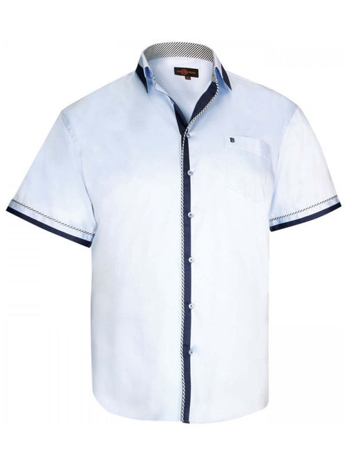Chemise homme grande taille bicolore coupe droite PORTO Doublissimo Bleu , 47,48 3XL - Kiabi
