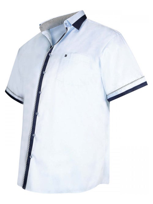 Chemise homme grande taille bicolore coupe droite PORTO Doublissimo Bleu , 47,48 3XL - Kiabi