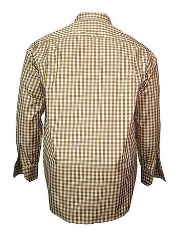 Chemise homme grande taille casual coupe droite VICHY Doublissimo Beige , 45,46 2XL