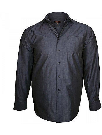 Chemise homme grande taille col italien coupe droite TRENDY Doublissimo Marron , 45,46 2XL