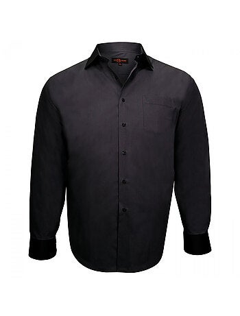 Chemise homme grande taille col noir coupe droite BUSINESS2 Doublissimo Noir , 45,46 2XL