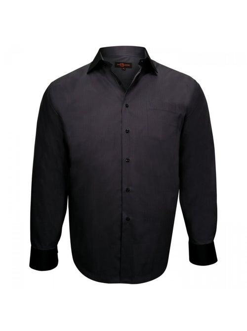Chemise homme grande taille col noir coupe droite BUSINESS2 Doublissimo Noir , 45,46 2XL - Kiabi