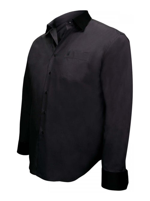 Chemise homme grande taille col noir coupe droite BUSINESS2 Doublissimo Noir , 45,46 2XL - Kiabi