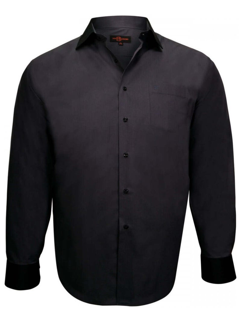 Chemise homme grande taille col noir coupe droite BUSINESS2 Doublissimo Noir , 47,48 3XL Noir - Kiabi