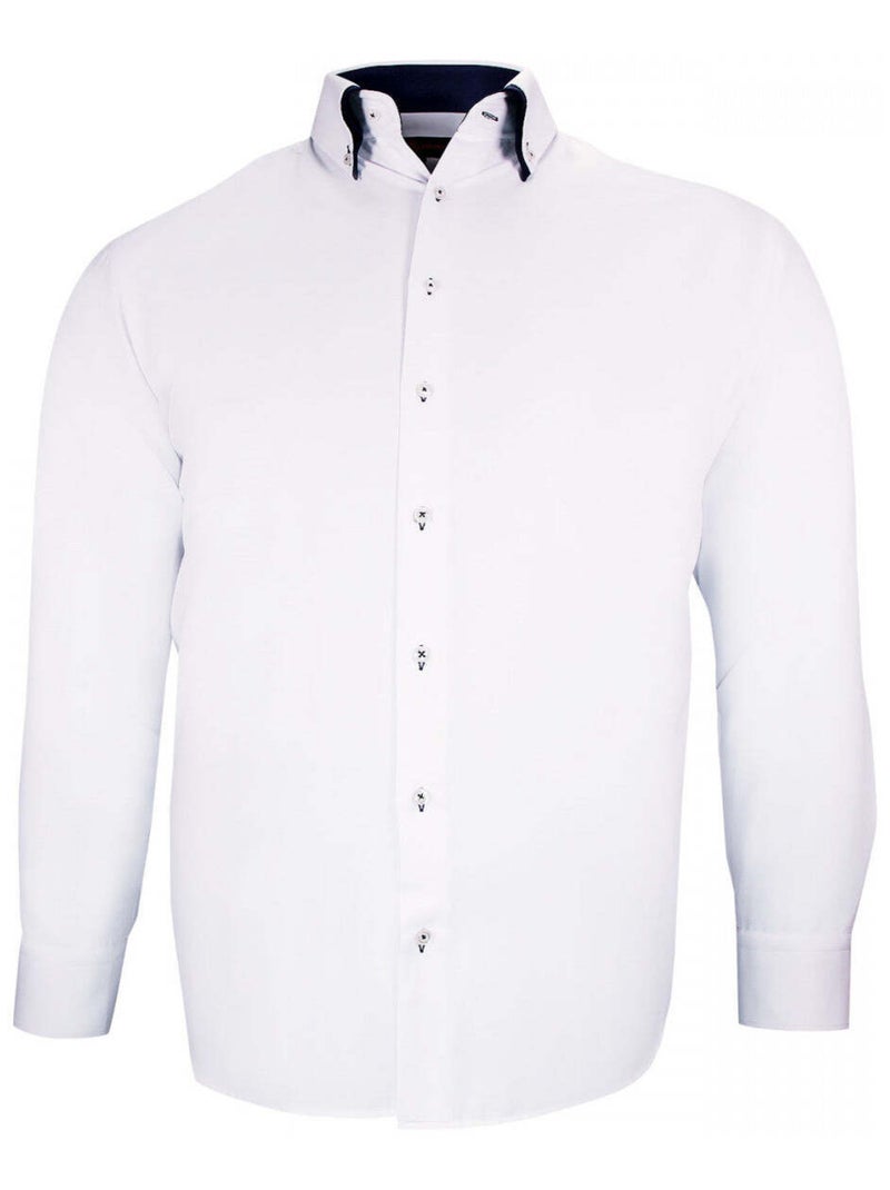 Chemise homme grande taille double col coupe droite DOBLO Doublissimo Blanc , Noir , 47,48 3XL Blanc Noir - Kiabi