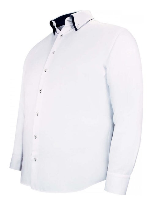 Chemise homme grande taille double col coupe droite DOBLO Doublissimo Blanc , Noir , 47,48 3XL - Kiabi