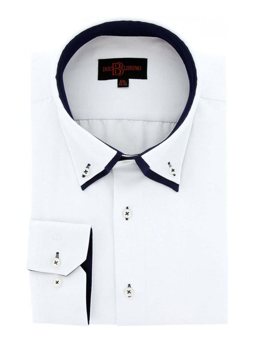 Chemise homme grande taille double col coupe droite DOBLO Doublissimo Blanc , Noir , 47,48 3XL - Kiabi