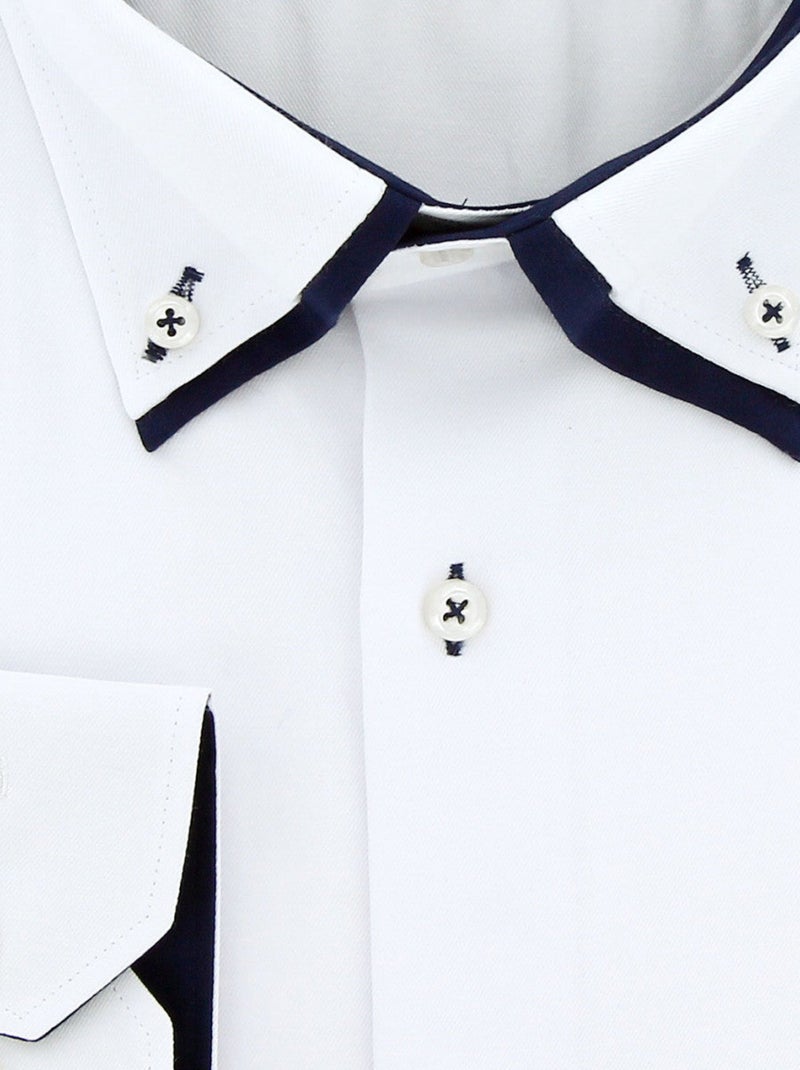 Chemise homme grande taille double col coupe droite DOBLO Doublissimo Blanc Noir - Kiabi