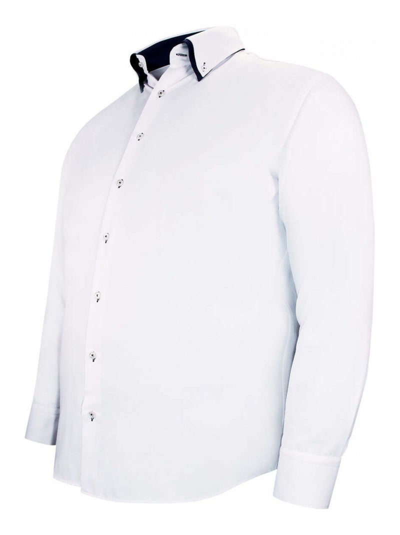 Chemise homme grande taille double col coupe droite DOBLO Doublissimo Blanc , Rouge , 45,46 2XL Blanc Rouge - Kiabi