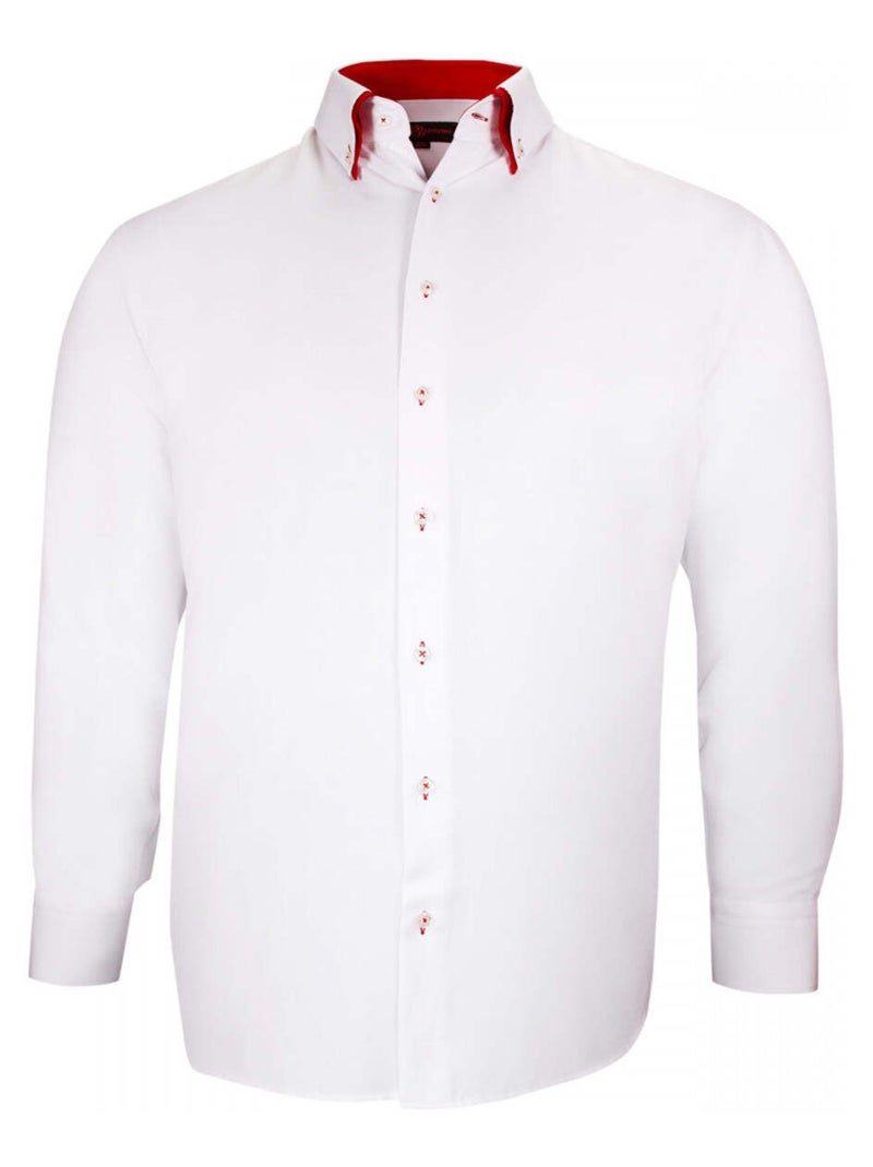 Chemise homme grande taille double col coupe droite DOBLO Doublissimo Blanc Rouge - Kiabi