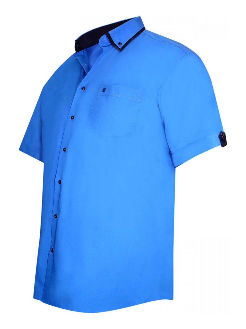 Chemise homme grande taille double col coupe droite LAGOS Doublissimo Bleu - Kiabi