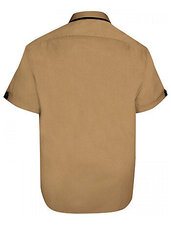 Chemise homme grande taille double col coupe droite LAGOS Doublissimo Marron , 45,46 2XL