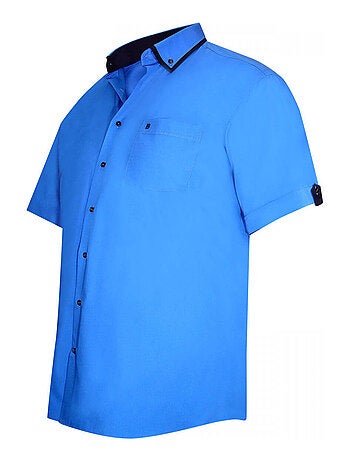 Chemise homme grande taille double col coupe droite LAGOS Doublissimo Marron , 45,46 2XL