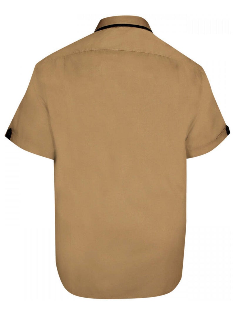 Chemise homme grande taille double col coupe droite LAGOS Doublissimo Marron , 47,48 3XL Marron - Kiabi