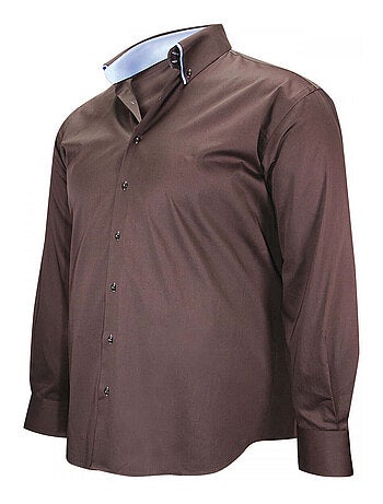 Chemise homme grande taille double col coupe droite TASCOLI Doublissimo Bleu , 45,46 2XL