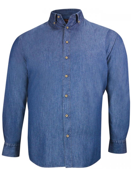 Chemise homme grande taille en jean coupe droite DENIMO Doublissimo Bleu , 45,46 2XL - Kiabi