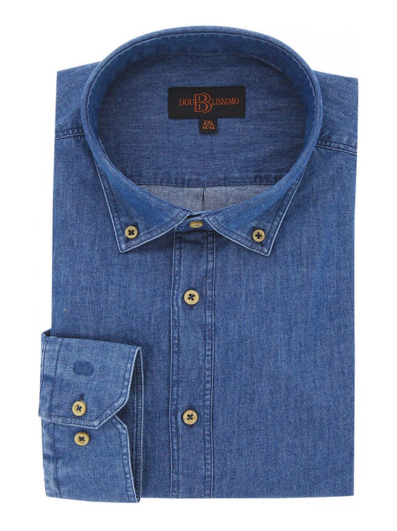 Chemise homme grande taille en jean coupe droite DENIMO Doublissimo Bleu , 45,46 2XL Bleu - Kiabi