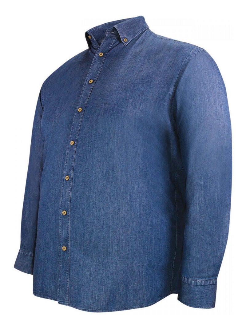 Chemise homme grande taille en jean coupe droite DENIMO Doublissimo Bleu - Kiabi
