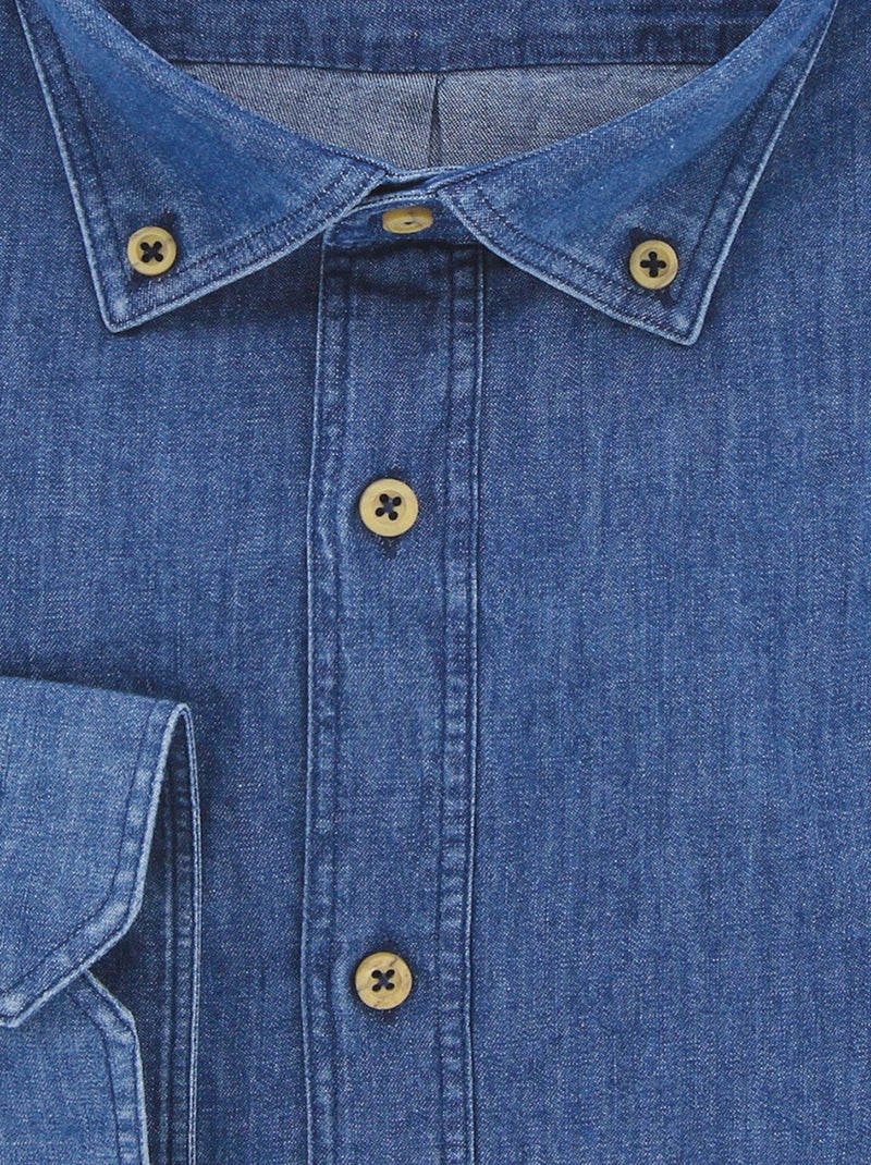 Chemise homme grande taille en jean coupe droite DENIMO Doublissimo Bleu - Kiabi