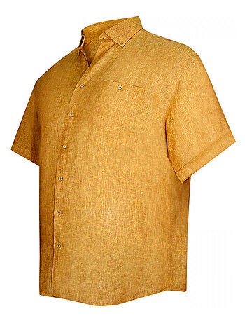 Chemise homme grande taille en lin coupe droite MONTE CARLO Doublissimo Orange , 51,52 5XL