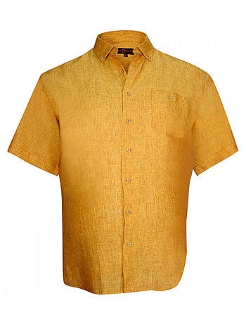 Chemise homme grande taille en lin coupe droite MONTE CARLO Doublissimo Orange , 51,52 5XL