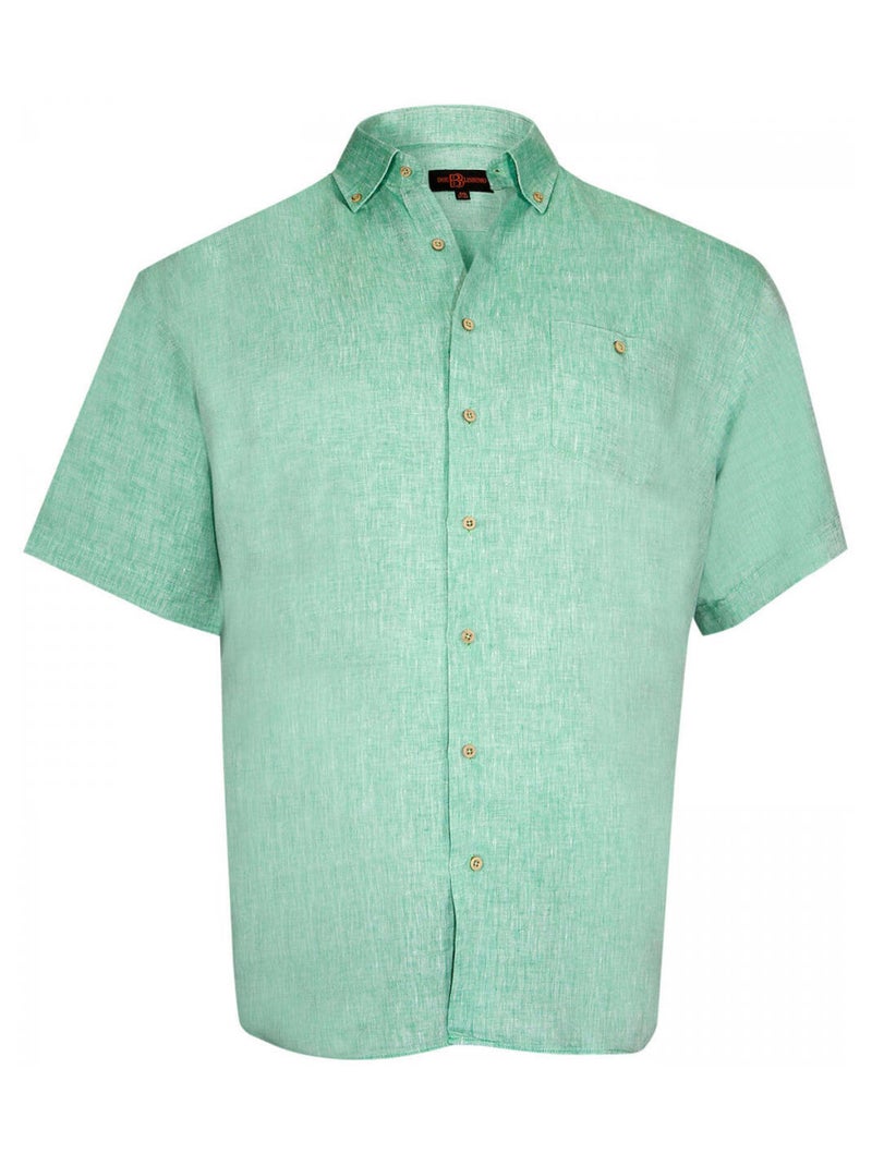 Chemise homme grande taille en lin coupe droite MONTE CARLO Doublissimo Vert - Kiabi