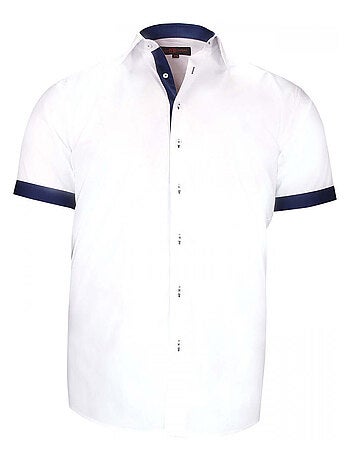 Chemise homme grande taille grande taille à tissu uni contrasté coupe droite RIVERA Doublissimo
