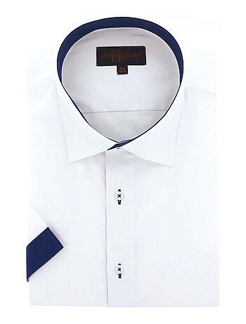 Chemise homme grande taille grande taille à tissu uni contrasté coupe droite RIVERA Doublissimo