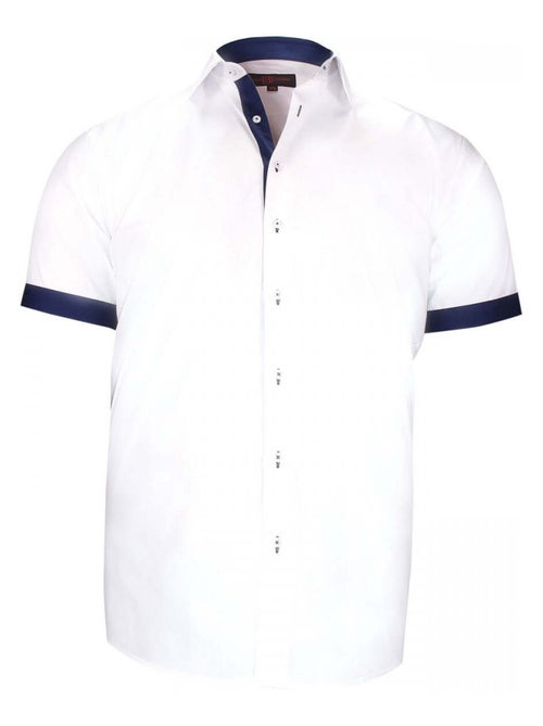 Chemise homme grande taille grande taille à tissu uni contrasté coupe droite RIVERA Doublissimo - Kiabi