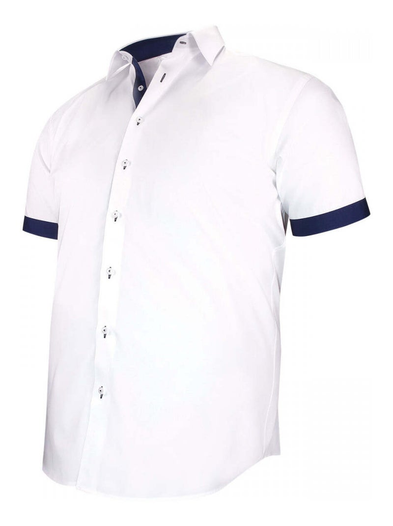 Chemise homme grande taille grande taille à tissu uni contrasté coupe droite RIVERA Doublissimo Blanc - Kiabi