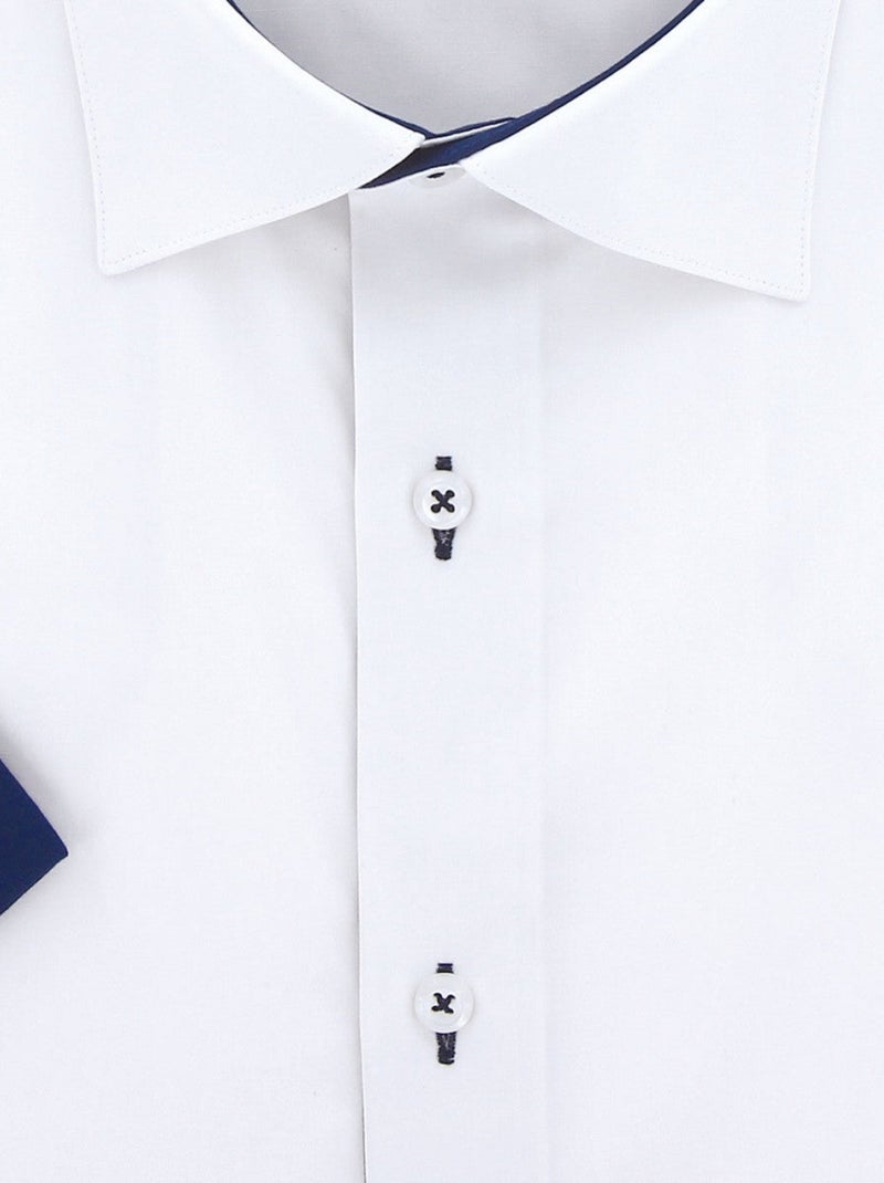 Chemise homme grande taille grande taille à tissu uni contrasté coupe droite RIVERA Doublissimo Blanc - Kiabi
