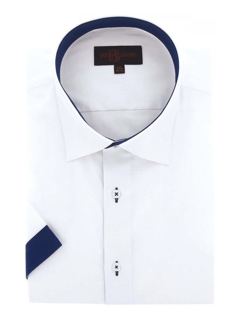 Chemise homme grande taille grande taille à tissu uni contrasté coupe droite RIVERA Doublissimo Blanc - Kiabi
