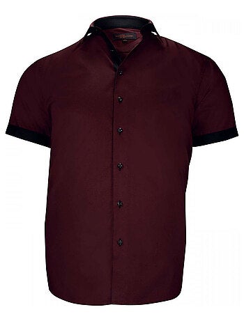 Chemise homme grande taille grande taille à tissu uni contrasté coupe droite ROSSONERO Doublissimo