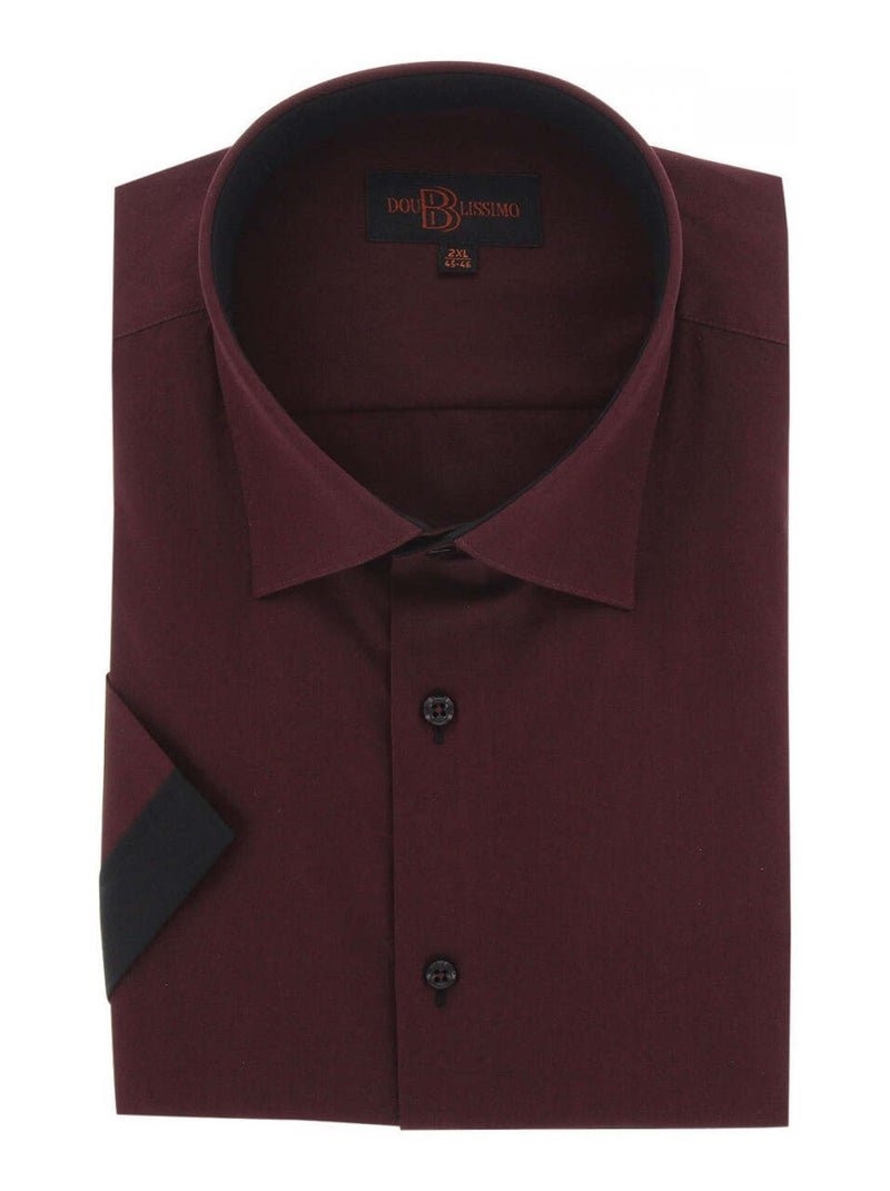 Chemise homme grande taille grande taille à tissu uni contrasté coupe droite ROSSONERO Doublissimo Rouge - Kiabi