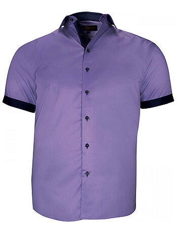 Chemise homme grande taille grande taille à tissu uni contrasté coupe droite VIOSSO Doublissimo