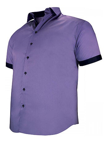 Chemise homme grande taille grande taille à tissu uni contrasté coupe droite VIOSSO Doublissimo