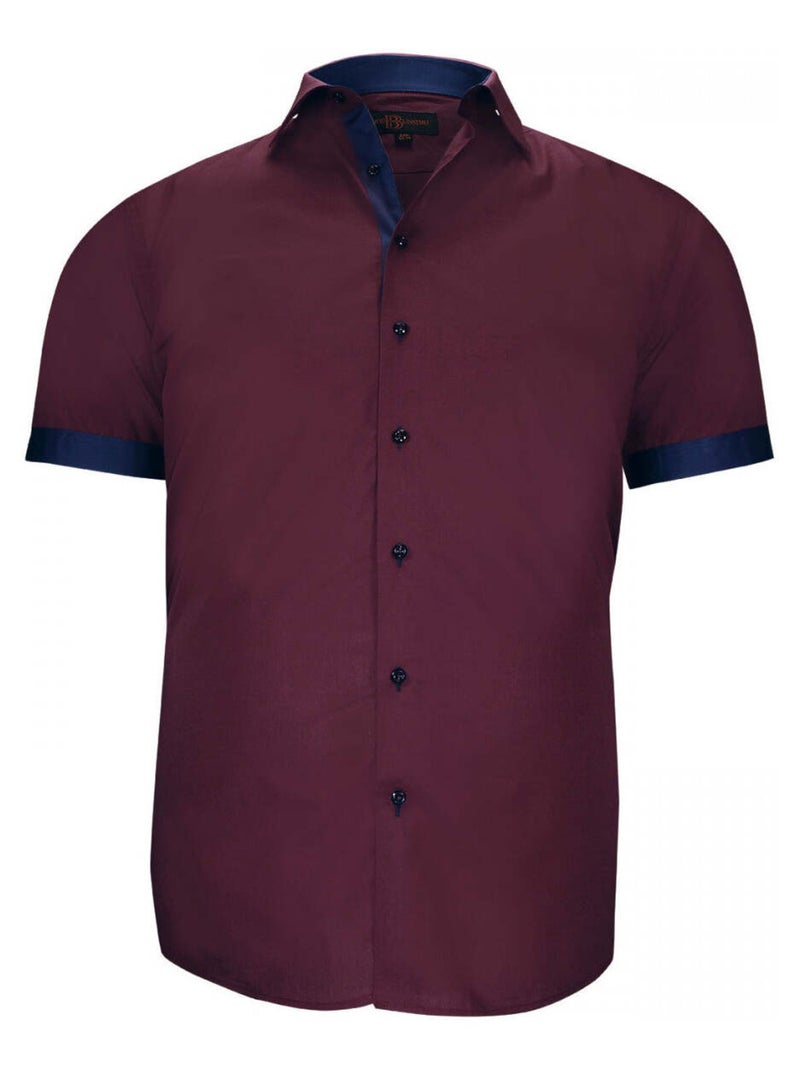 Chemise homme grande taille grande taille à tissu uni contrasté coupe droite VIOSSO Doublissimo Bordeaux - Kiabi