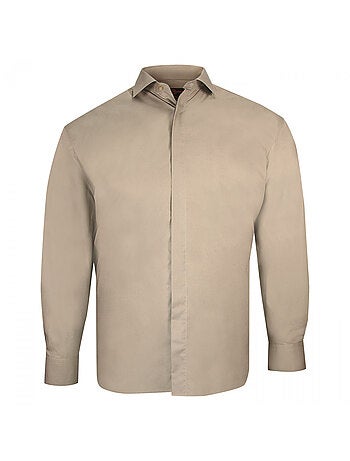 Chemise homme grande taille habillée gorge cachée coupe droite CACHET Doublissimo Beige , 45,46 2XL