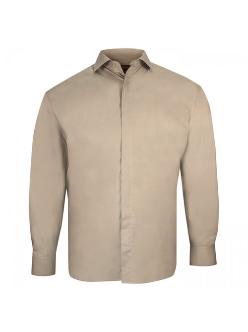 Chemise homme grande taille habillée gorge cachée coupe droite CACHET Doublissimo Beige , 45,46 2XL - Kiabi