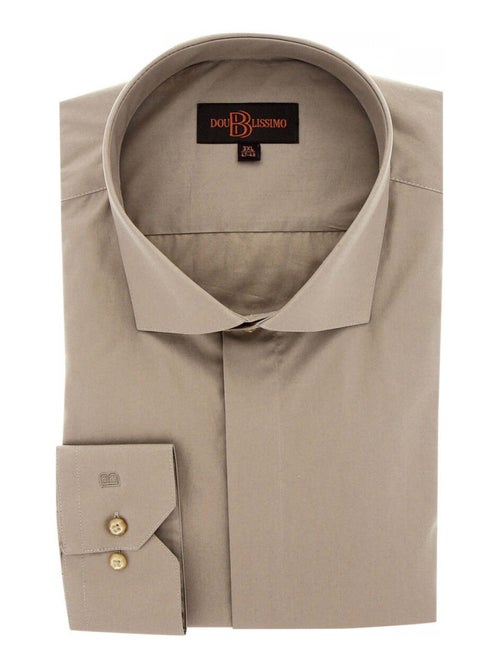 Chemise homme grande taille habillée gorge cachée coupe droite CACHET Doublissimo Beige , 45,46 2XL - Kiabi