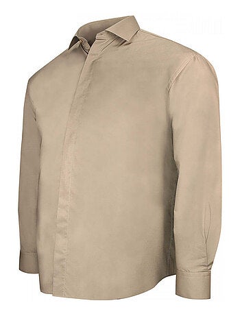 Chemise homme grande taille habillée gorge cachée coupe droite CACHET Doublissimo Beige , 47,48 3XL