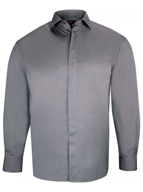 Chemise homme grande taille habillée gorge cachée coupe droite CACHET Doublissimo Gris , 45,46 2XL - Kiabi