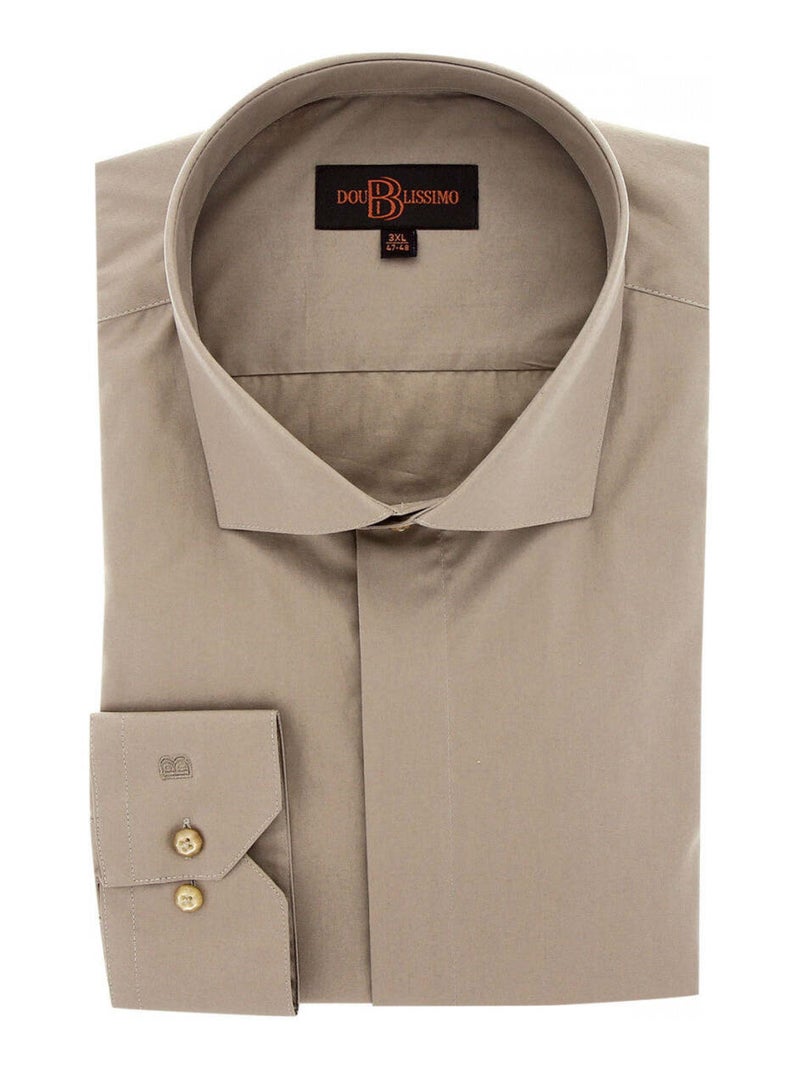Chemise homme grande taille habillée gorge cachée coupe droite CACHET Doublissimo Gris , 49,50 4XL Gris - Kiabi